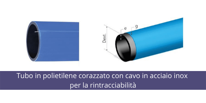 Facile rilevazione di una tubazione interrata: il tubo in PE corazzato con cavo in acciaio inox