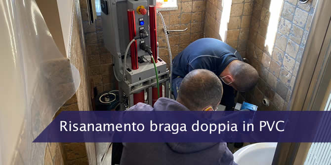 Risanamento braga doppia in PVC lesionata con sistema di relining a spruzzo spray coating, Cerignola