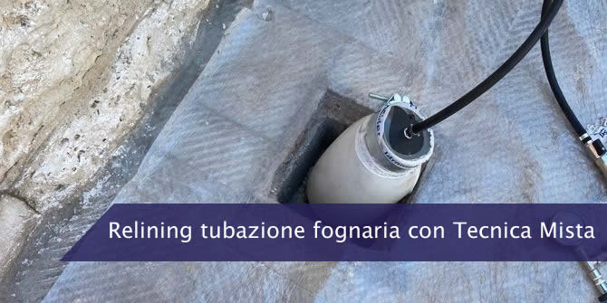 Relining tubazione fognaria con Tecnica Mista (guaina + spray) a Bisceglie