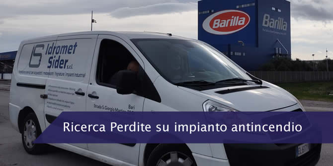 Ricerca perdite su impianto antincendio presso lo stabilimento Barilla di Foggia